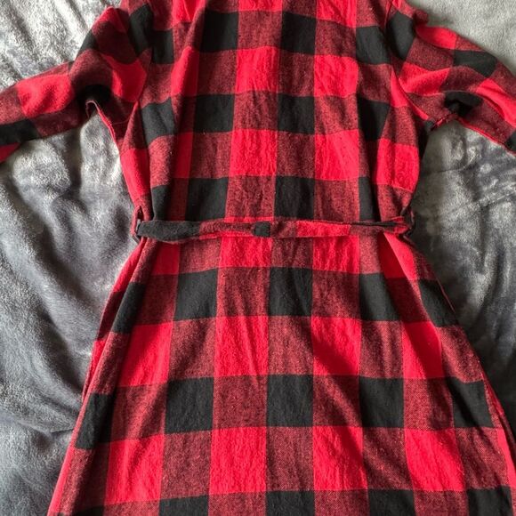 Red Black Plaid Belted Shirt Dress Women’s Size 14 US NWT Classic Chic Style - Picture 9 of 9